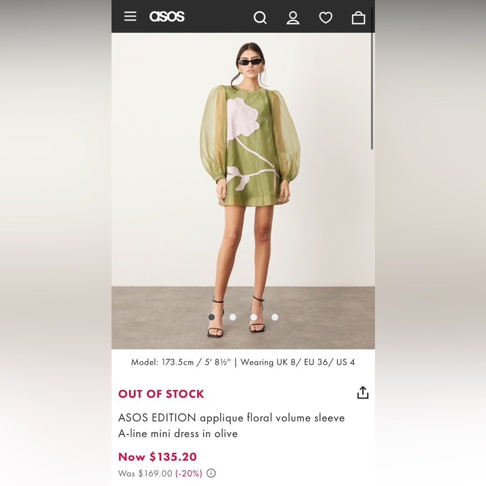 ASOS Olive Floral Applique Mini Dress